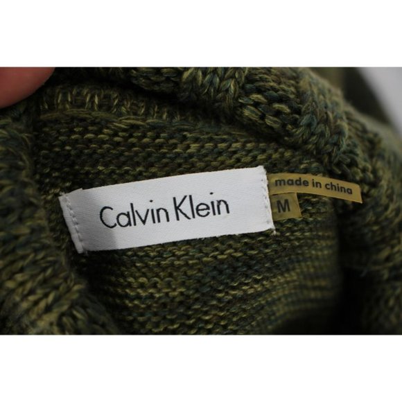 Calvin Klein Sweater Dress Women's M Acrylic Sleeveless Green Turtleneck pockets - Picture 9 of 10
